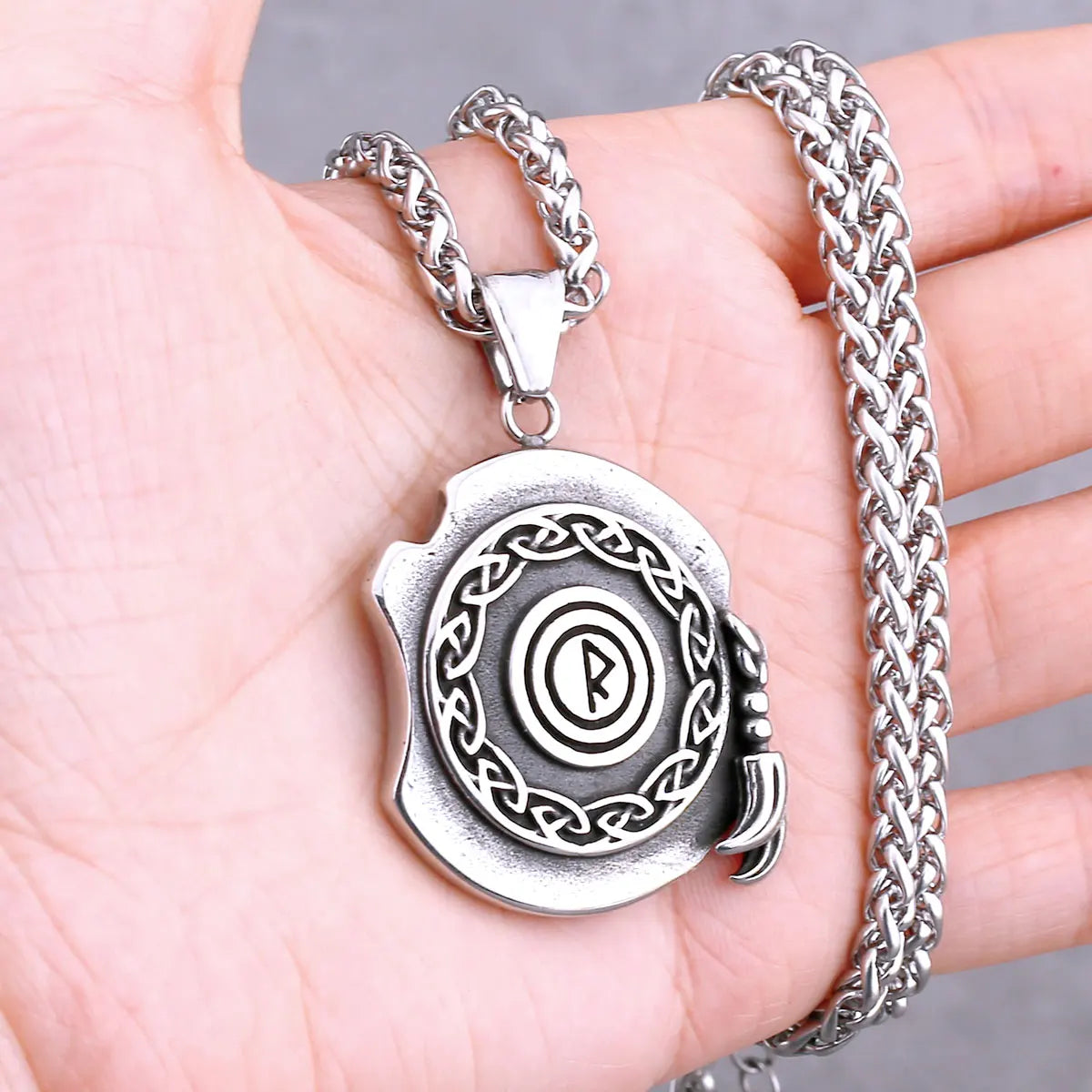 Odin Rune Vegvisir Pendant Necklace — Stainless Steel