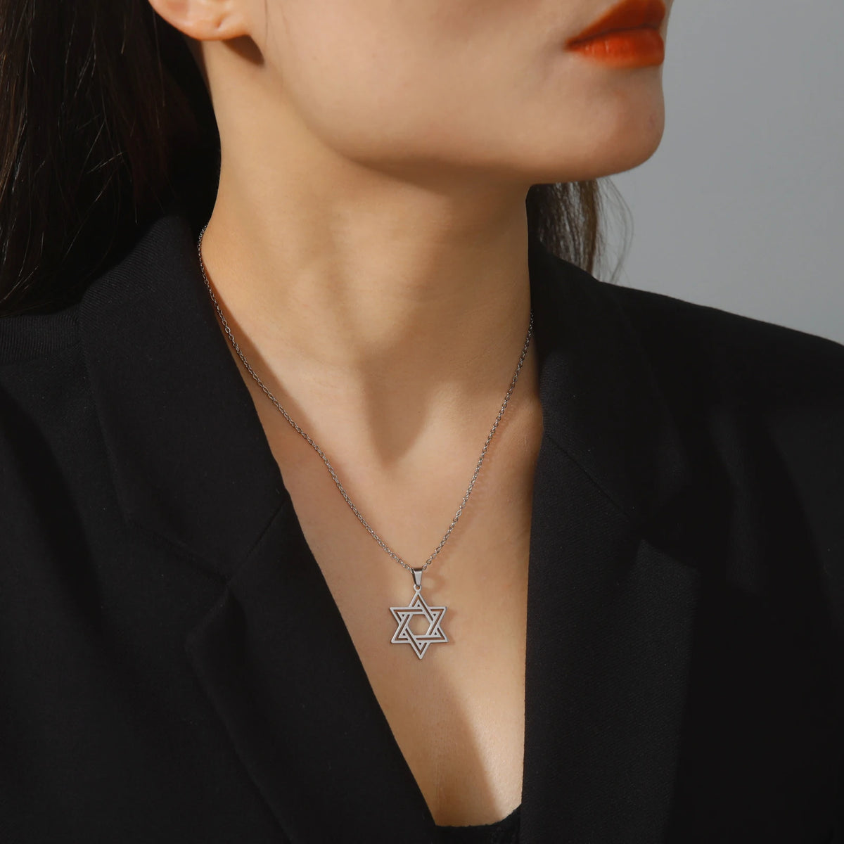 Simple Star of David Pendant Necklace — Stainless Steel
