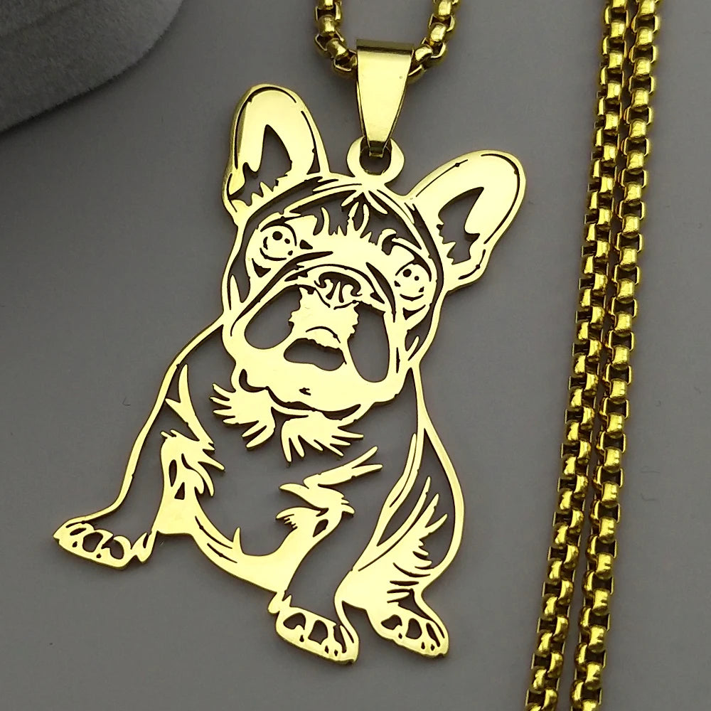 Sweet French Bulldog Chain For Women Men Stainless Steel Silver Color Animal Puppy Pug Dog Lovely Pendant Necklace