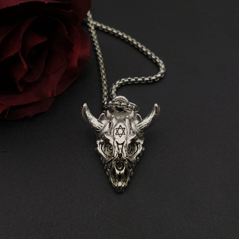 Vintage Punk Ghost Skull Mask Pendant Stainless Steel Chain Necklace Cool Men Rock Party Jewelry
