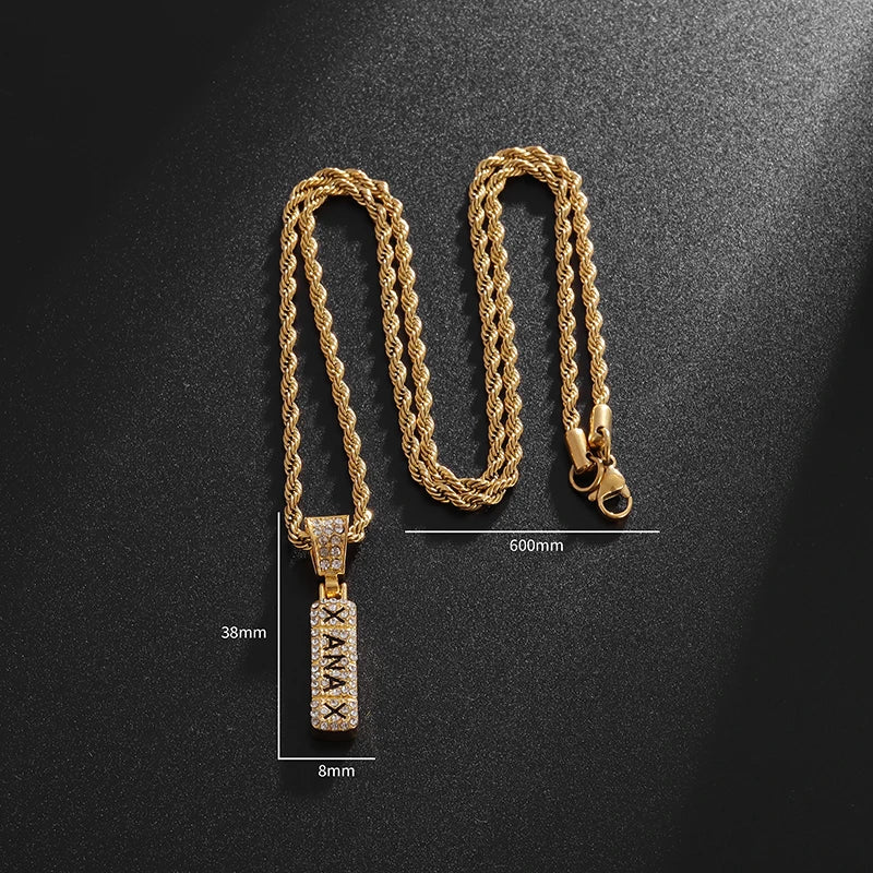 Zircon Long Pendant Necklace — Zinc Alloy