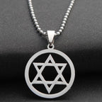 Star of David Beaded Chain Necklace — Stainless Steel