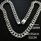 Cuban Link Chain Choker Necklace 10mm, 50-65cm — Silver-Tone