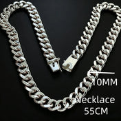 Cuban Link Chain Choker Necklace 10mm, 50-65cm — Silver-Tone
