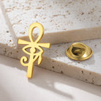 LIKGREAT Ankh Cross Brooch Eye of Horus Pin for Men Women Ancient Egyptian Gothic Occult Symbol Spiritual Amulet
