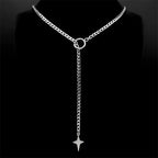 Heart O-Ring Long Chain Necklace — Stainless Steel
