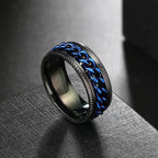 Anxiety Fidget Rings For Men Spining Titanium Stainless Steel Colorfully Spinner Rotatable Chain Jewelry Rotating Rings
