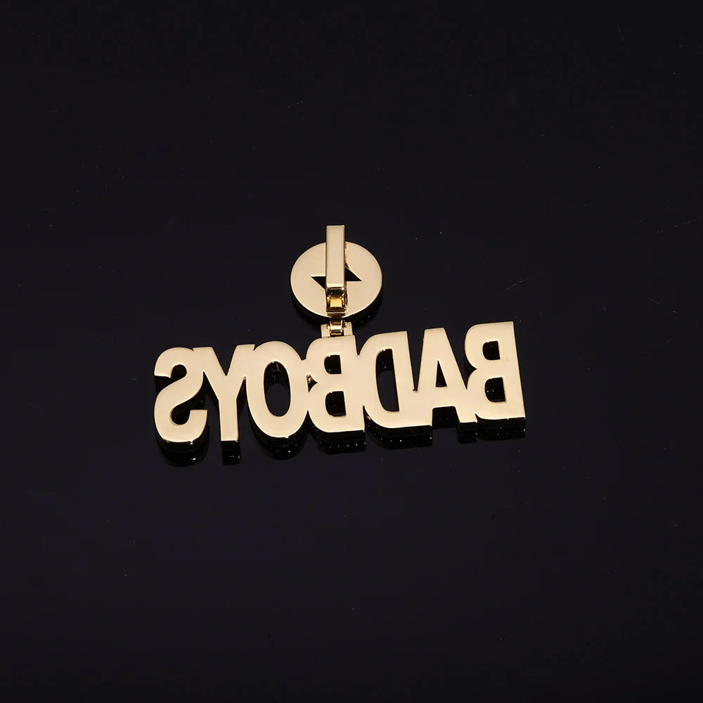 Iced Out Letter Lightning Pendant Stainless Steel
