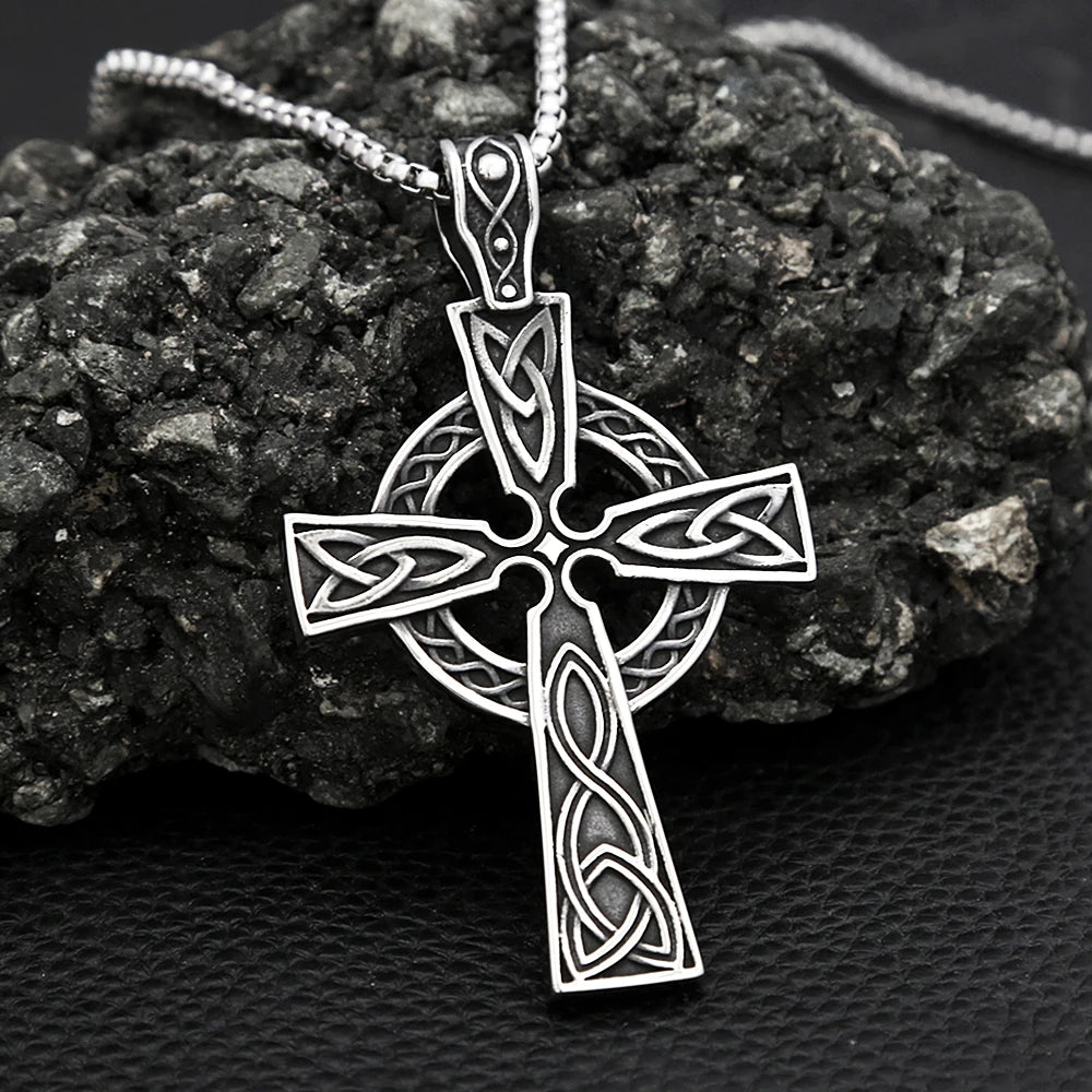 Celtic Cross Steel Pendant Retro Nordic Knot Punk