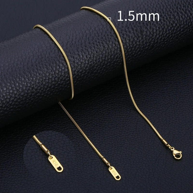 HIYEE Stainless Steel Snake Chain Necklace Chains for DIY for Women Jewelry Making Findings Pendants Lobster Clasps