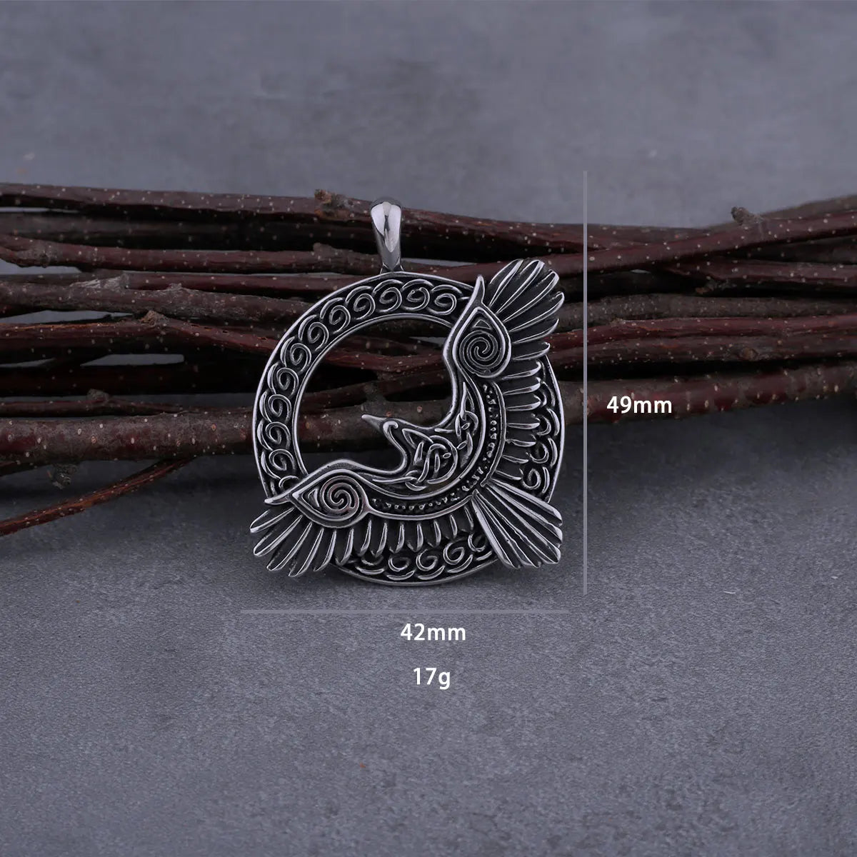 Stainless Steel Viking Odin Raven Necklace Men Vintage Huginn Muninn Celtic Knot Fashion Amulet Pendant Jewelry Gifts