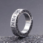 Retro Six-Character Mantra Stainless Steel Finger Ring Men Women Eternal Heart Cross Ring - Vintage Style Jewelry Accessories