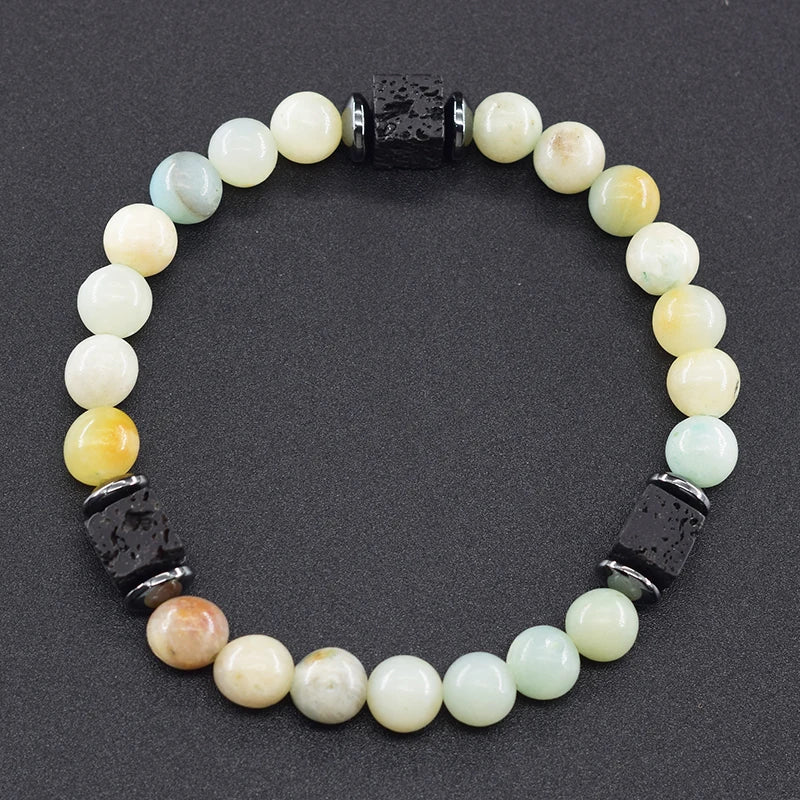 Retro Black Block Volcanic Bracelets Men Women Frosted Onyx Lava Beads Jewelry Yoga Meditation Birthday Gift Wholesales