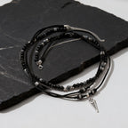 Multi-Layer Leather Pendant Necklace — Black