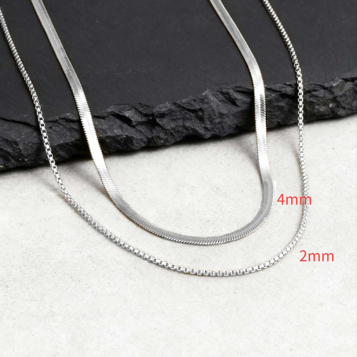 Two-Tone Snake Box Chain Necklace — Stainless Steel