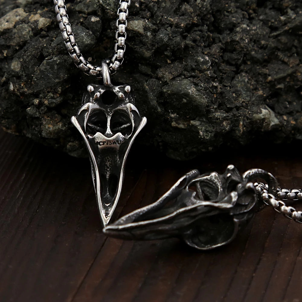 Skull Odin Steel Pendant Retro Nordic Crow Gothic