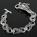 Massive Chinese Dragon Head Cuff Men's Bracelets Vintage Stainless Steel Loong Body Chain Bracelet for Man Gothic