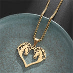 Gold Horse Pendant Necklace Box Chain Statement