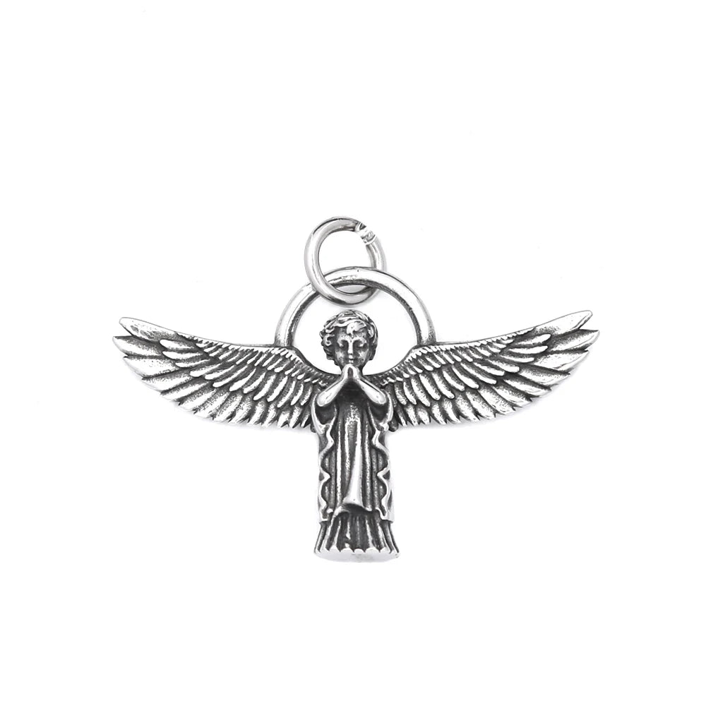 Angel Wings Steel Pendant Vintage Praying Hand