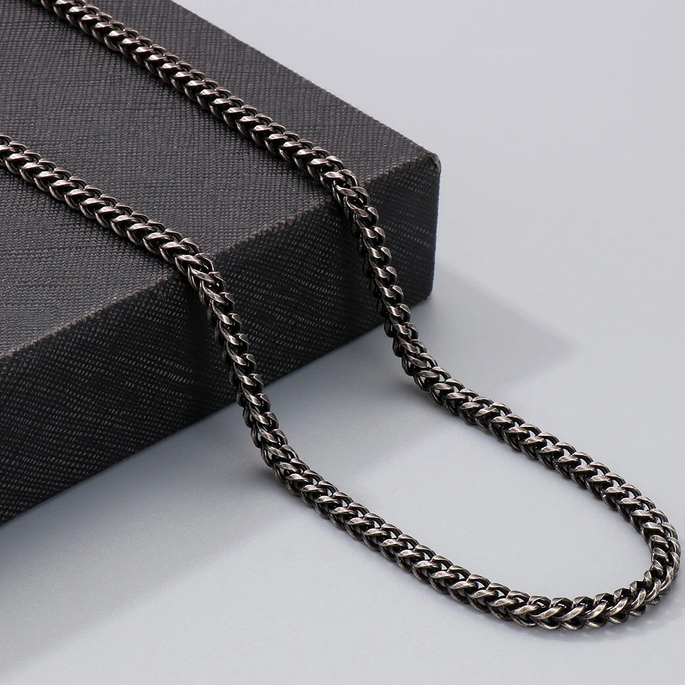 Vintage 4.5MM Curb Link Chain Necklace Man Stainless Steel Men's Chain Necklaces Choker for Man 50/55/60CM Long Viking