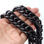 Black Cuban Chain Necklace 9-22mm — SS