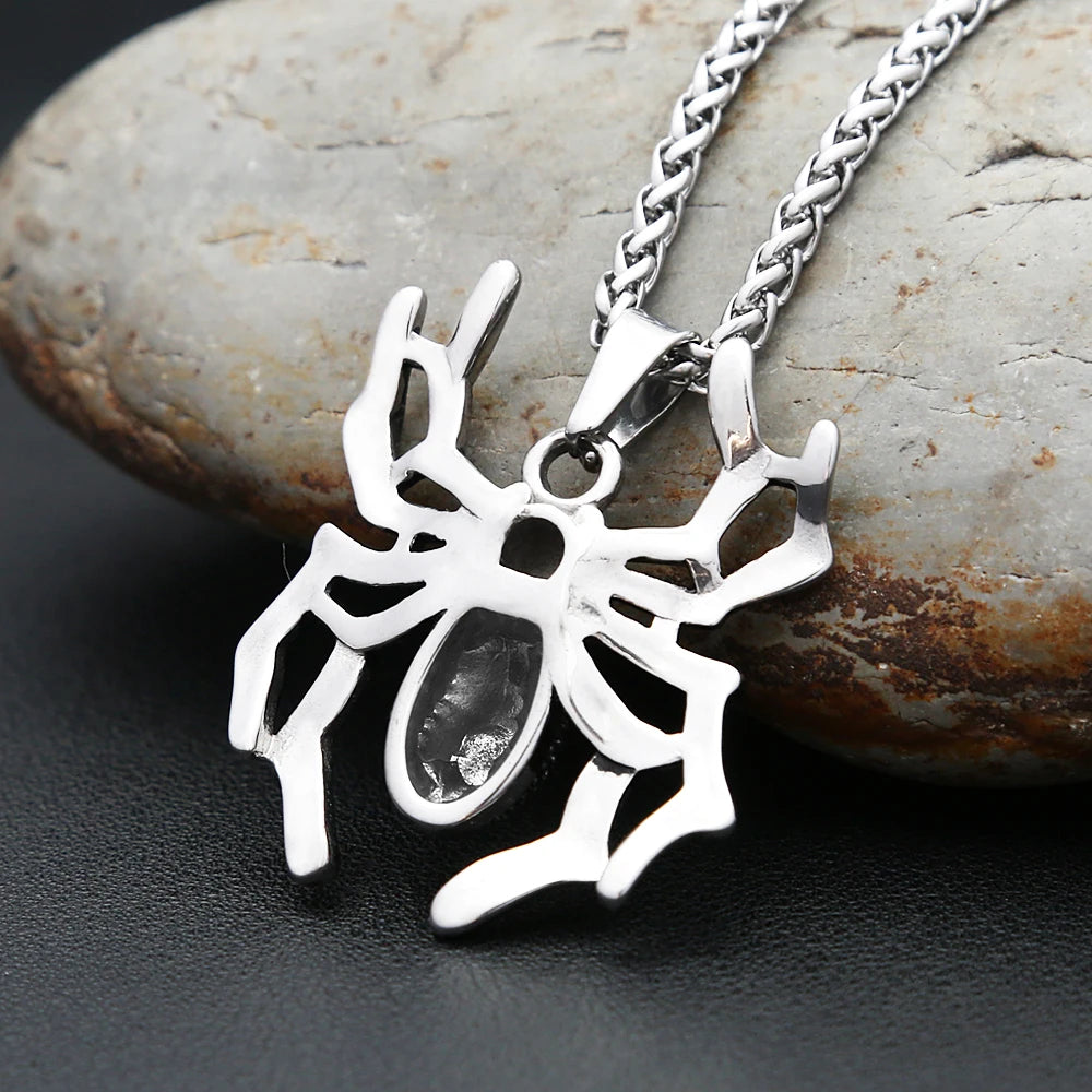 Spider Pendant Necklace — Stainless Steel