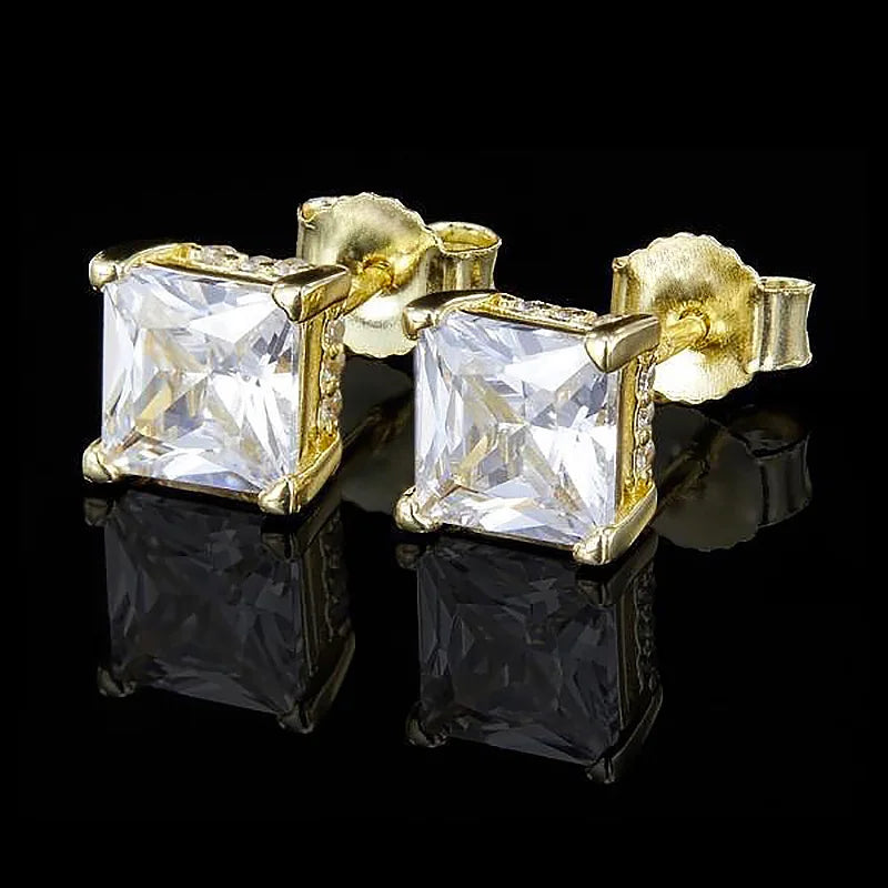 Gothic Iced Out Square CZ Stud Earrings Colorful