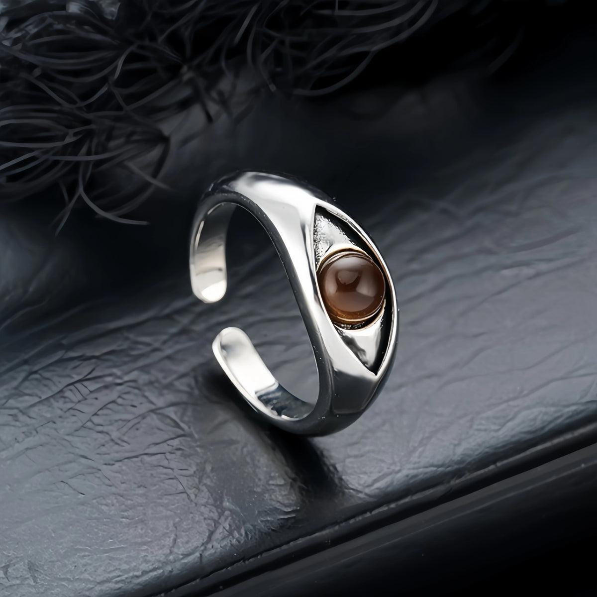 Retro "Horus Eye" Adjustable Open Ring For Men Women Copper Gothic Punk Edgy Jewelry Indie Accessories Niche Gift