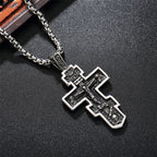 Vintage Stainless Steel Jesus Cross Pendant Necklace Men Biker Amulet Cross Orthodox Chain Necklace Jewelry Gift