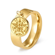 Tetragrammaton Solomon 21 Pentagram Ring Stainless Steel Vintage Kabbalah Witchcraft Wiccan Gift For Men Women