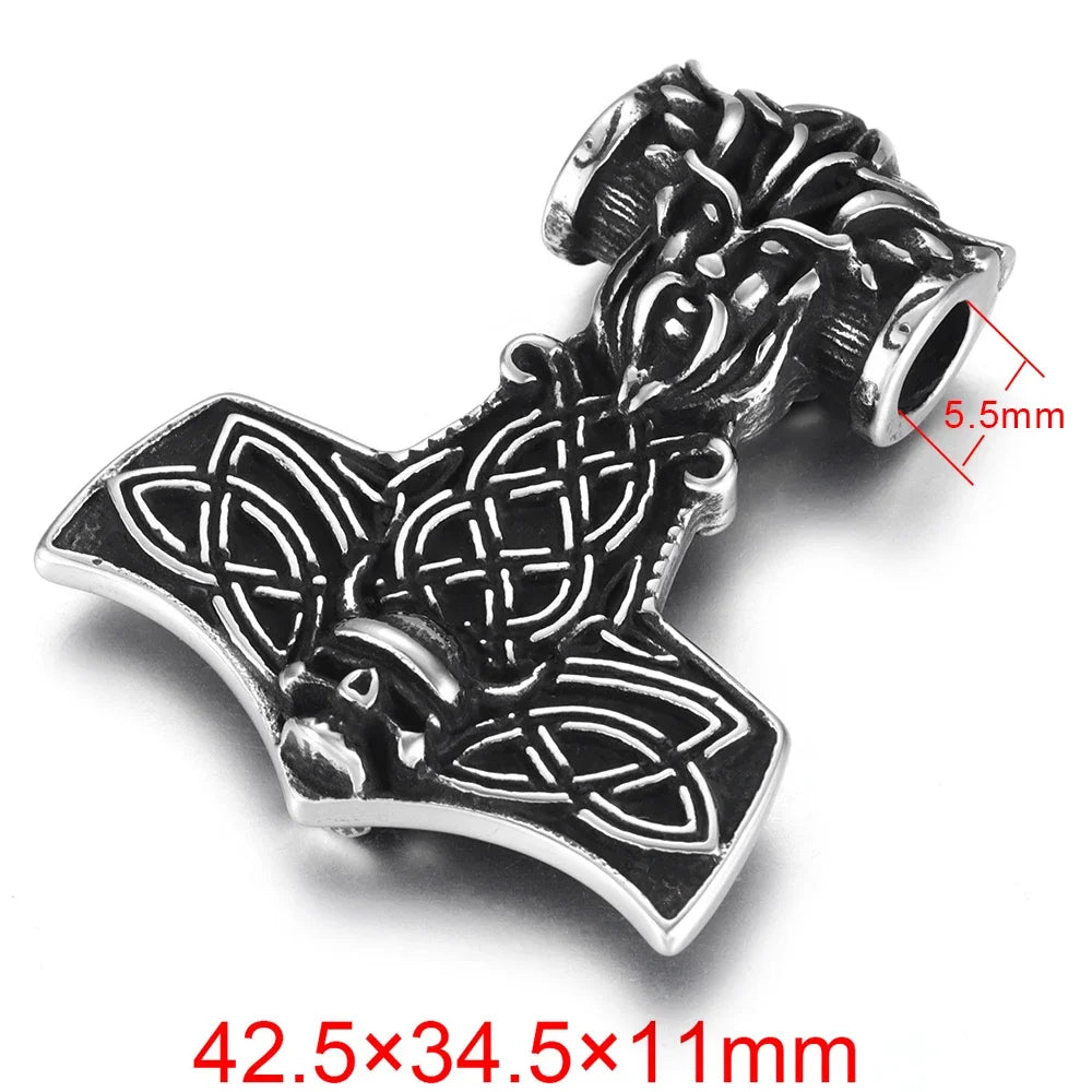 Stainless Steel Viking Norse Pendant for Necklace DIY Accessories Jewelry Making Findings Men Charm Supplies Punk Axe