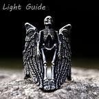 2022 NEW Men's 316L stainless steel rings Angel Wing Skull Vintage Aegishjalmur PUNK for teen Jewelry Gifts free