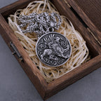 Stainless Steel Griffon Pendant Men's Totem Amulet Retro Trend Punk Necklace Jewelry Gift Wooden Box