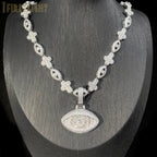 2025 New Eye Cross Necklace Iced Out Bling Silver Color Cubic Zirconia Charm Tennis Chain for Men Women Hip Hop Jewelry