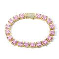 Tennis Chain Necklace Iced Out Pink Princess Cut