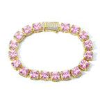Tennis Chain Necklace Iced Out Pink Princess Cut