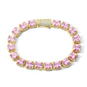 Tennis Chain Necklace Iced Out Pink Princess Cut
