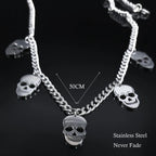 Skull Tassel Pendant Necklace — Stainless