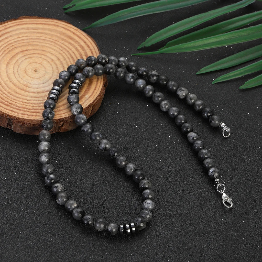 Obsidian Tiger Eye Minimalist Choker Necklace — Black-Tone, 6mm