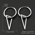Triangle Geometric Hoop Drop Earrings — Stainless Steel