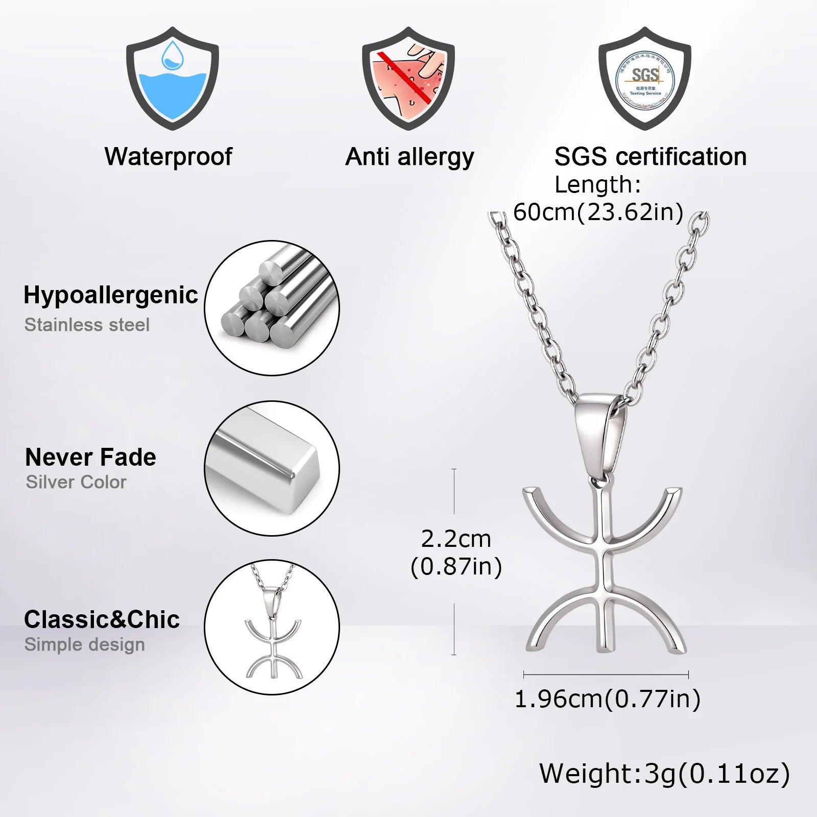 African Berbers Symbol Necklace — Stainless Steel