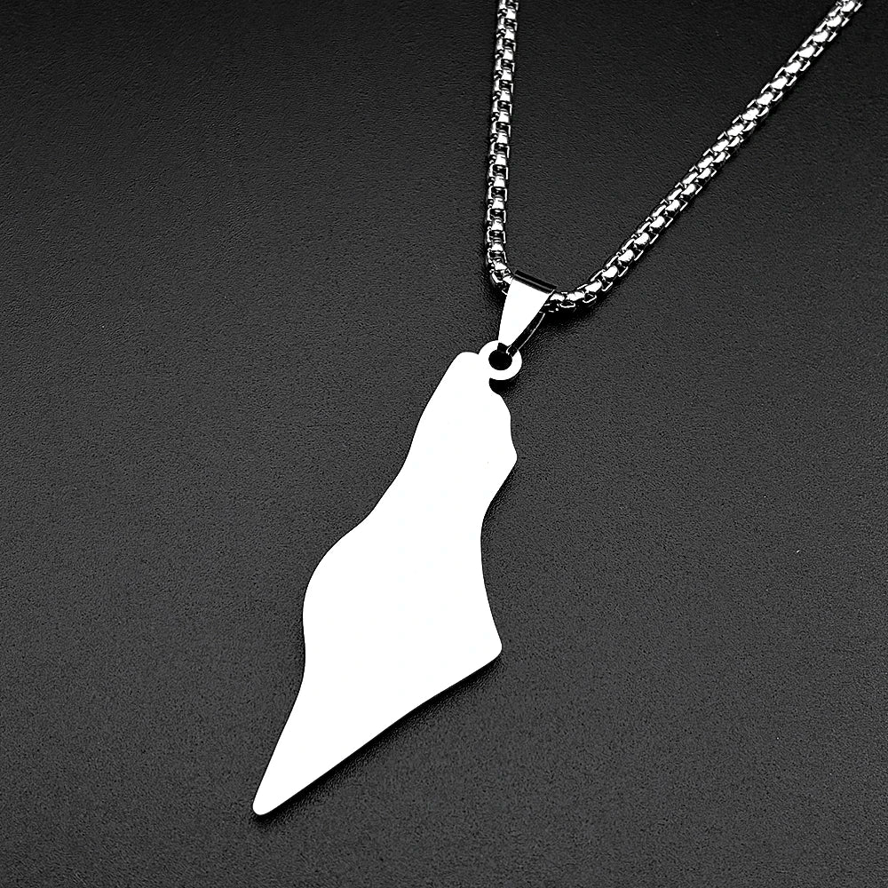 Israel Map Star Of David Pendant Necklace Women Men Stainless Steel Gold Silver Color Geography Country Jewish Chain