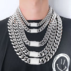 12/14/18/20/22mm Big Heavy Solid Stainless Steel Cuban Miami Link Chain Necklaces for Men Hip Hop Bling Iced out Rapper Jewelry