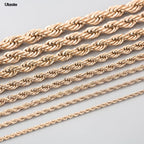 1 piece Gold Black silver Width 2mm/3mm/4mm Rope Chain Necklace/Bracelet For Men Women Man Fashion Chain Necklace