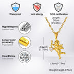 Gold Color Stainless Steel Cupid Pendant Necklace,Love CZ Bow Arrow Cupid Pendant Necklace,Pray for Beautiful Love Jewelry