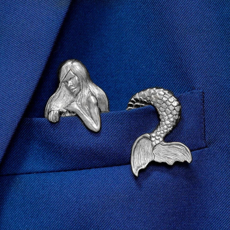 Metal pocket square vintage octopus crocodile men's suit new punk-style brooch heavy-duty accessory pin