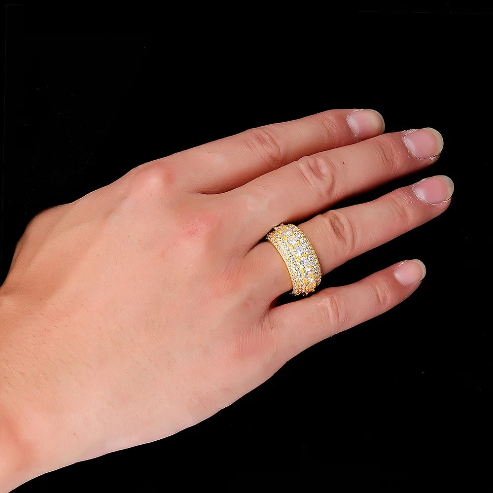 Cuban Ring Iced Out Stainless Steel 5-Row