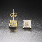 Gold Iced Out Square Zirconia Earrings Statement