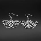 Butterfly Silver Earrings Gothic Crescent Moon