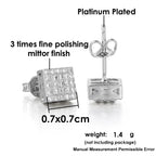 Silver Iced Out Square Stud Earrings CZ